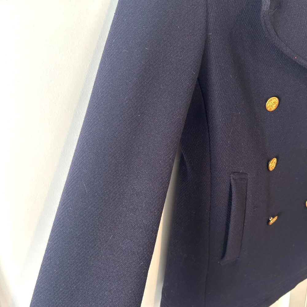 J. Crew‎ Women's Navy Wool Blend Stadium Cloth by Nello Gori Peacoat in Size 4 - Picture 5 of 14